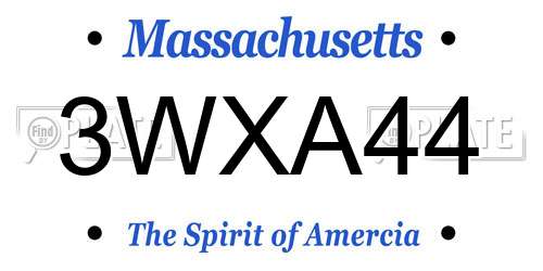 3WXA44 Massachusetts License Plate