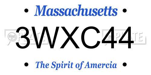 3WXC44 Massachusetts License Plate
