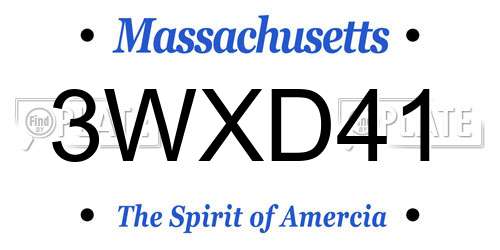 3WXD41 Massachusetts License Plate