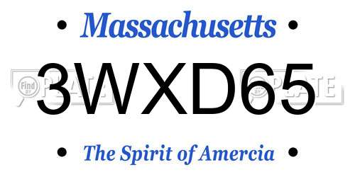 3WXD65 Massachusetts License Plate