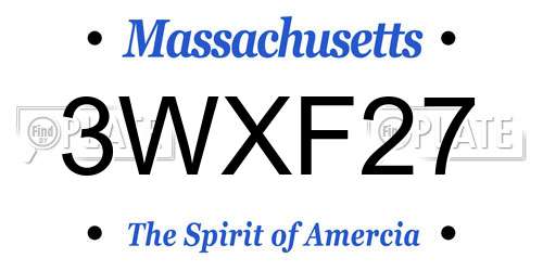 3WXF27 Massachusetts License Plate