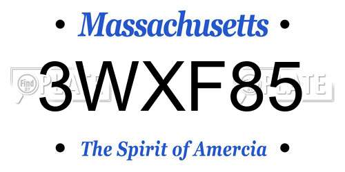 3WXF85 Massachusetts License Plate