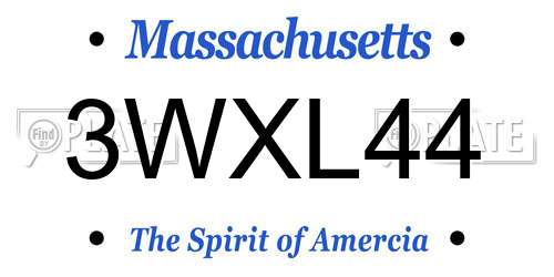 3WXL44 Massachusetts License Plate
