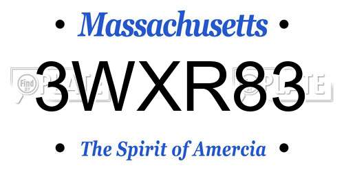 3WXR83 Massachusetts License Plate