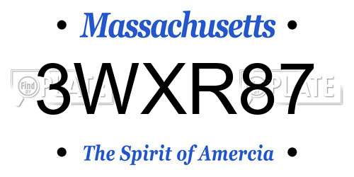 3WXR87 Massachusetts License Plate