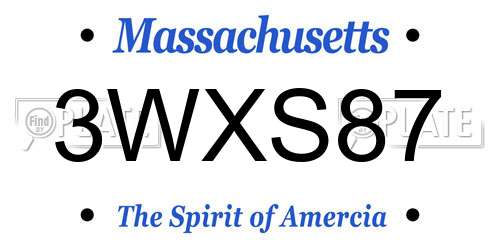 3WXS87 Massachusetts License Plate