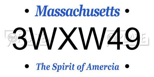 3WXW49 Massachusetts License Plate