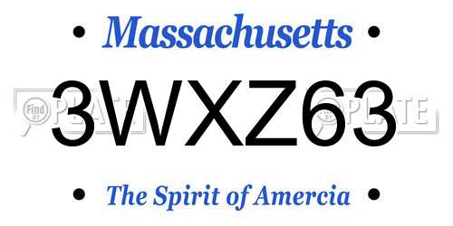 3WXZ63 Massachusetts License Plate