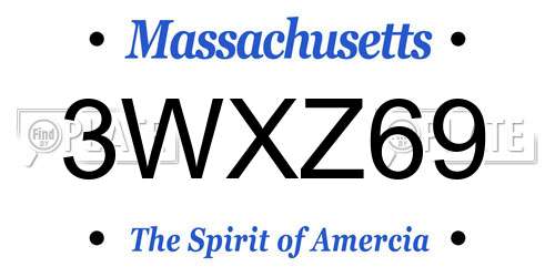 3WXZ69 Massachusetts License Plate