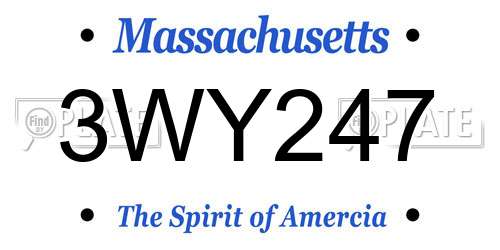 3WY247 Massachusetts License Plate