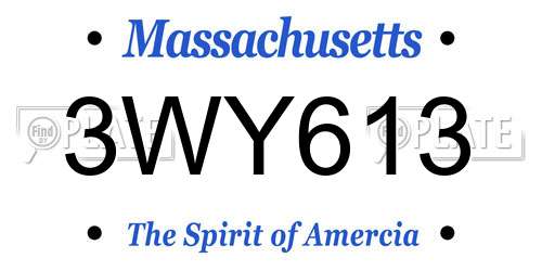 3WY613 Massachusetts License Plate