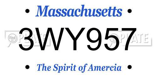 3WY957 Massachusetts License Plate