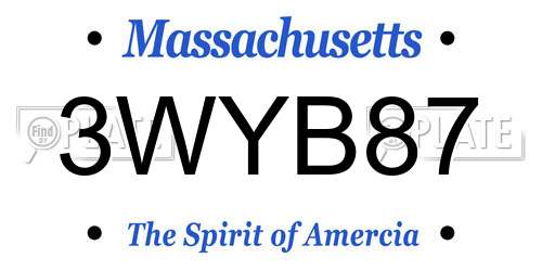 3WYB87 Massachusetts License Plate