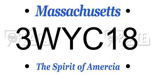 3WYC18 Massachusetts License Plate