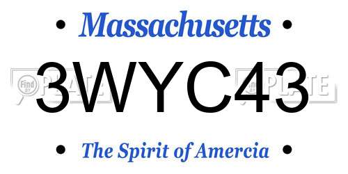 3WYC43 Massachusetts License Plate