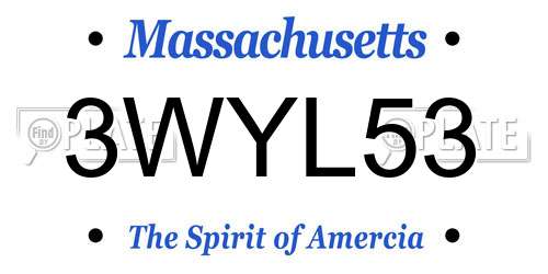 3WYL53 Massachusetts License Plate