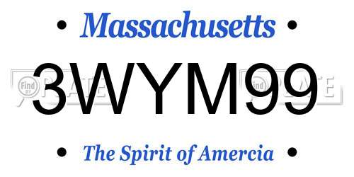 3WYM99 Massachusetts License Plate