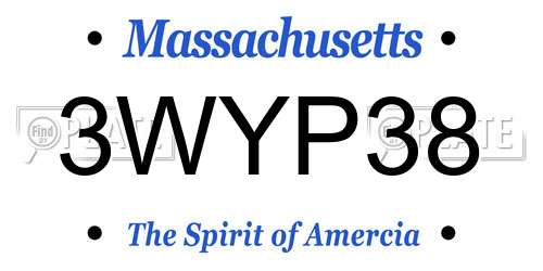 3WYP38 Massachusetts License Plate