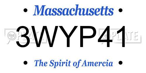 3WYP41 Massachusetts License Plate