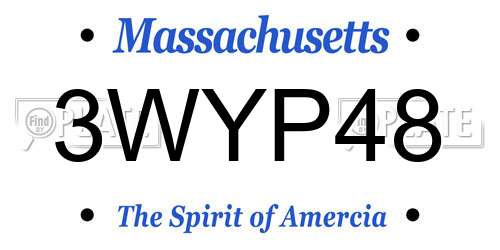 3WYP48 Massachusetts License Plate