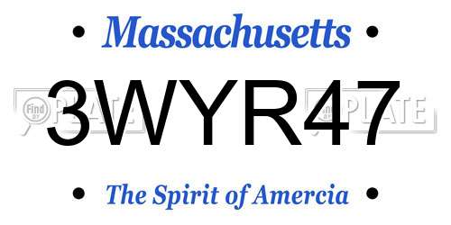 3WYR47 Massachusetts License Plate