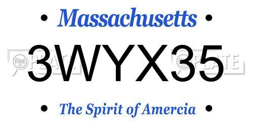 3WYX35 Massachusetts License Plate