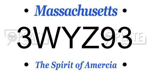 3WYZ93 Massachusetts License Plate