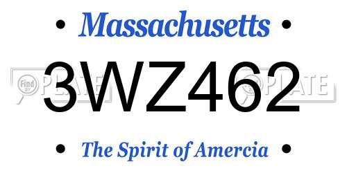 3WZ462 Massachusetts License Plate
