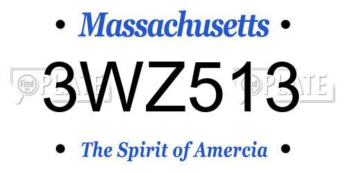 3WZ513 Massachusetts License Plate