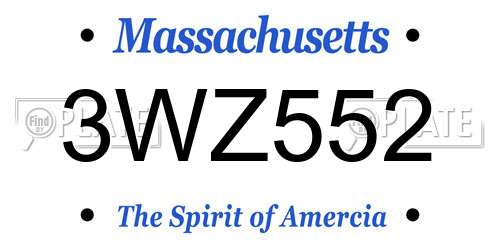 3WZ552 Massachusetts License Plate