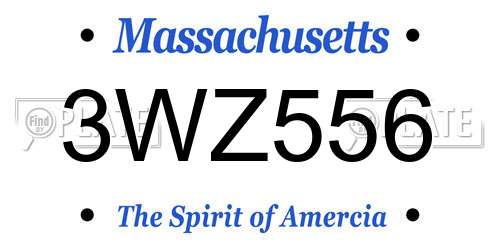 3WZ556 Massachusetts License Plate