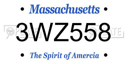 3WZ558 Massachusetts License Plate