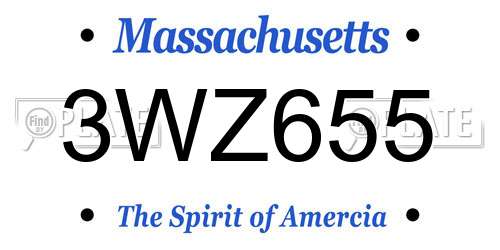 3WZ655 Massachusetts License Plate