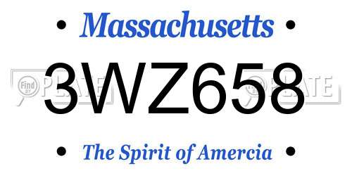 3WZ658 Massachusetts License Plate