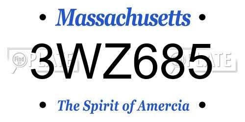 3WZ685 Massachusetts License Plate