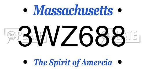 3WZ688 Massachusetts License Plate