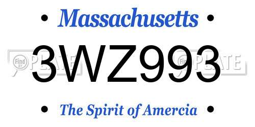 3WZ993 Massachusetts License Plate