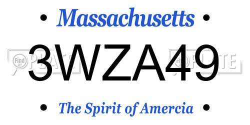 3WZA49 Massachusetts License Plate