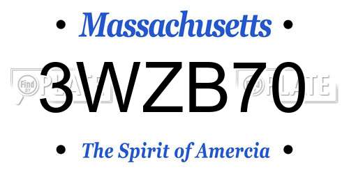 3WZB70 Massachusetts License Plate