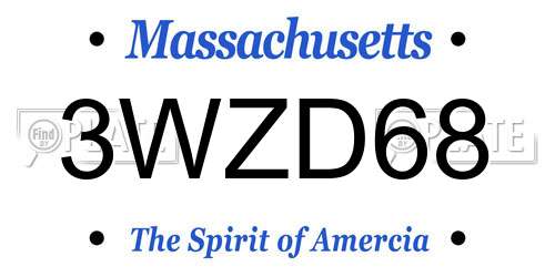 3WZD68 Massachusetts License Plate