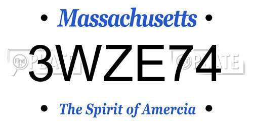 3WZE74 Massachusetts License Plate