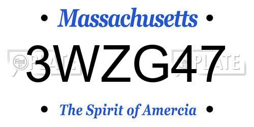 3WZG47 Massachusetts License Plate