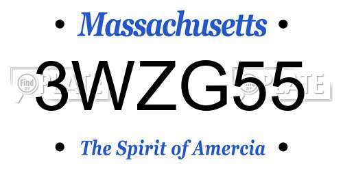 3WZG55 Massachusetts License Plate
