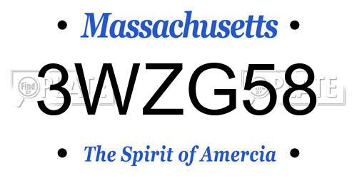3WZG58 Massachusetts License Plate