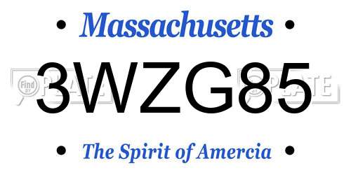 3WZG85 Massachusetts License Plate
