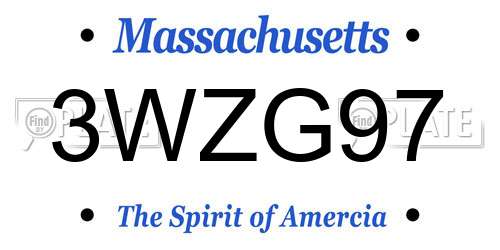 3WZG97 Massachusetts License Plate