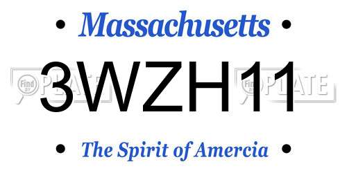 3WZH11 Massachusetts License Plate