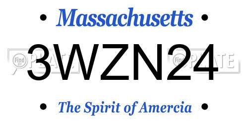 3WZN24 Massachusetts License Plate