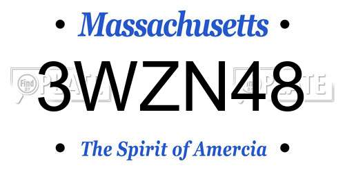 3WZN48 Massachusetts License Plate