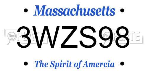 3WZS98 Massachusetts License Plate